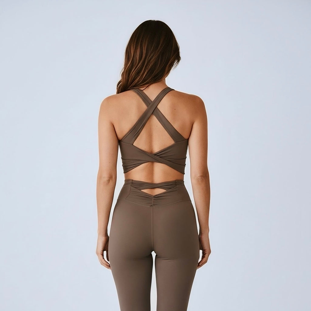 IVI TWIST BACK SPORTS BRA - ÉTOUPE
