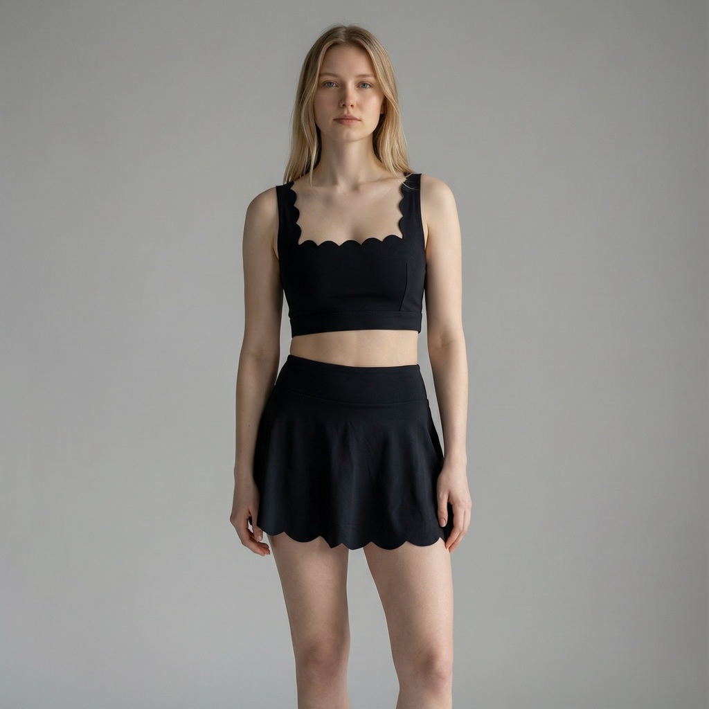 CLOUD HIGH WAIST TENNIS SKIRT - BLACK