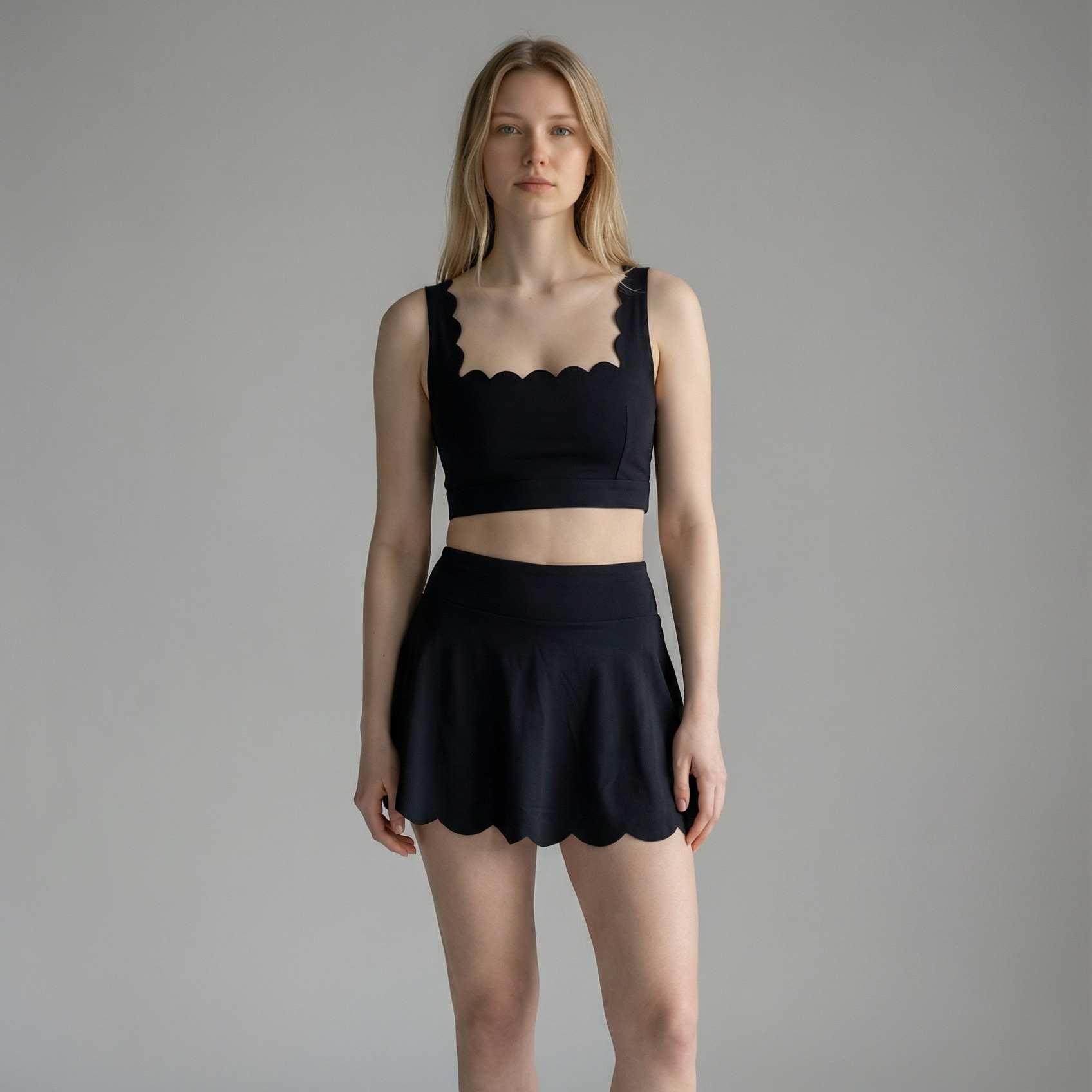 CLOUD HIGH WAIST TENNIS SKIRT - BLACK