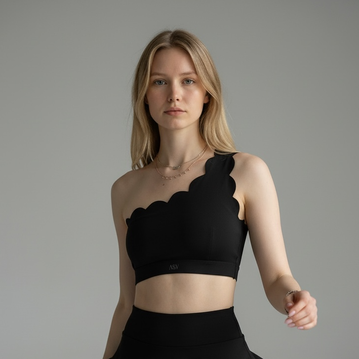 CLOUD ASYMMETRICAL SPORTS BRA - BLACK