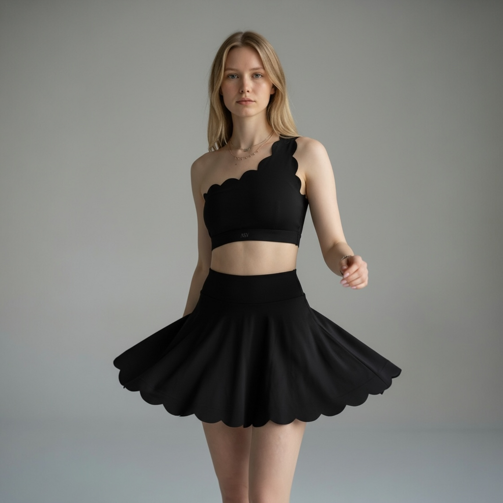 CLOUD HIGH WAIST TENNIS SKIRT - BLACK
