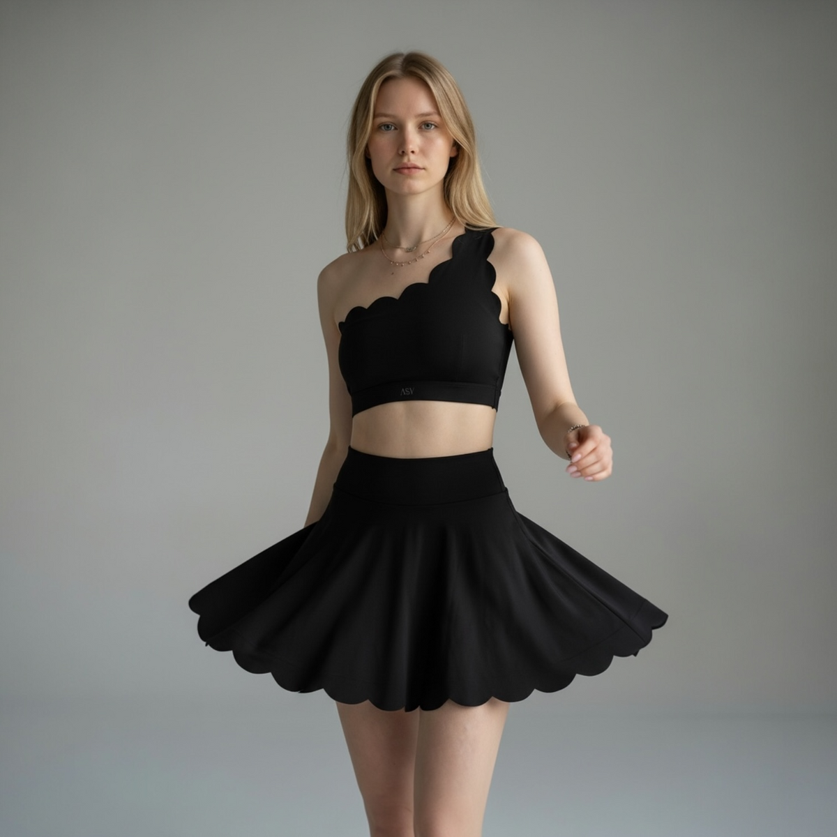 CLOUD HIGH WAIST TENNIS SKIRT - BLACK